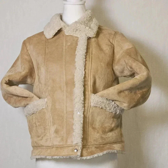 Zara Girls Faux Suede Sherpa Lined Coat SZ 13-14 - Picture 2 of 12